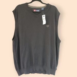 NWT Chaps XXL Sweater Vest Black Knit Cotton Academia Preppy 2XL Size